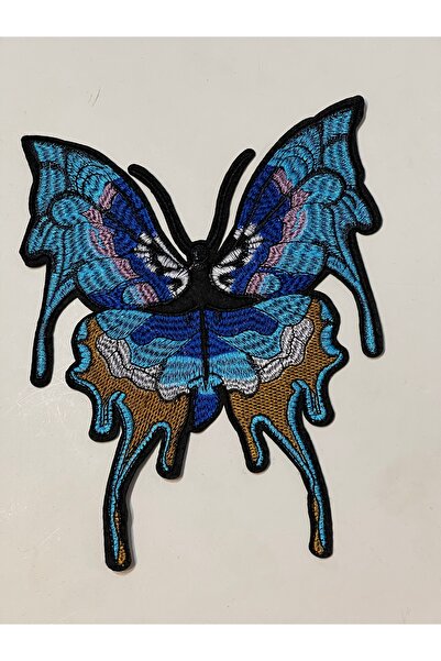 Gönülden Tasarım فراشة كبيرة مطرزة بالحديد مقاس 31 × 18 سم