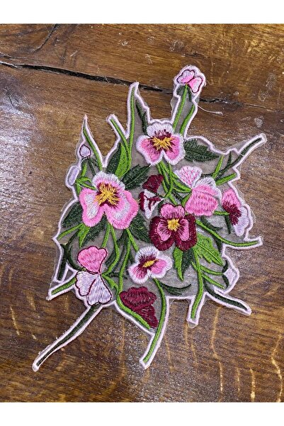 Gönülden Tasarım 26x16 Cm Tül Üzeri Nakış Çiçek Gül Yaprak Dal Işleme Aplike ...