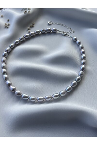 DURAN TAKI TASARIM Hakiki Gri İnci Gümüş Kolye