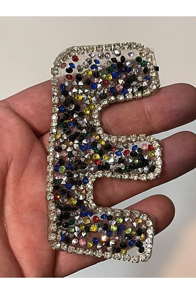 Gönülden Tasarım 9x5 cm Piatră adezivă cu fier de călcat Litera E Applique Patch Accesoriu pentru armătură