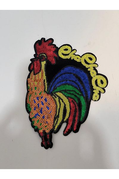 Gönülden Tasarım 23x16 Cm Patch cu paiete Rooster Applique Crestă