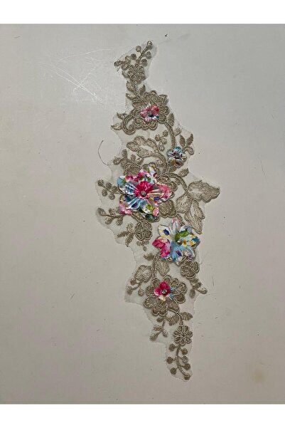 Gönülden Tasarım 36x13 Cm Tulle Broderie Trandafir Guipure Applique Armă Patch