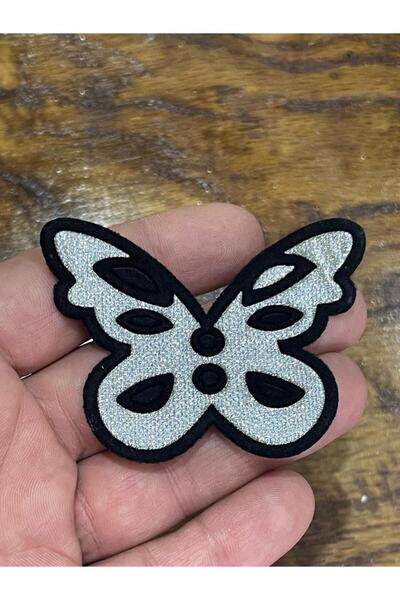 Gönülden Tasarım 6x4 cm srebrna Sa šljokicama leptir aplikacija za peglanje, ...