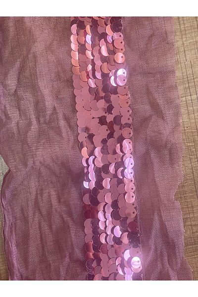 Gönülden Tasarım 55x4 Cm Pink Sequined Tulle Clothing Sewing Accessory