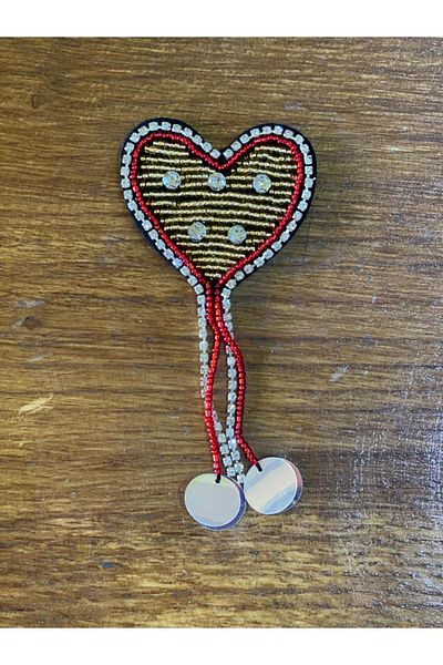 Gönülden Tasarım 6x5 cm mărgele de piatră broderie pendul inimă aplicație armă patch cusut accesoriu de îmbrăcăminte