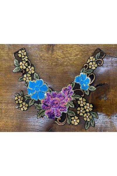 Gönülden Tasarım 32x13cm Paiete Broderie Florală Broderie Broderie Rochie Îmb...