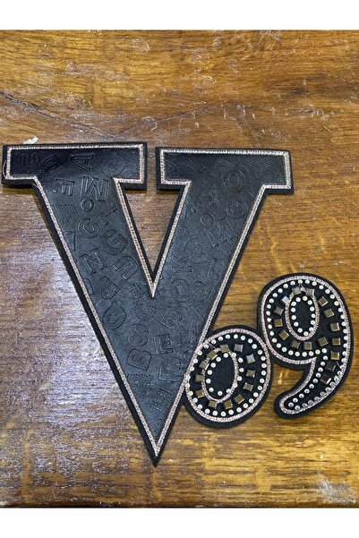 Gönülden Tasarım 19x20 cm Koža i Sa kamenčićima slovo V aplikacija zakrpa vez...