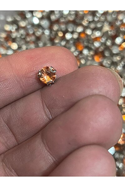 Gönülden Tasarım 6 Mm Kasalı Dikme Beyoğlu Taşı Zirkon Taş Turuncu Renk 25 gr