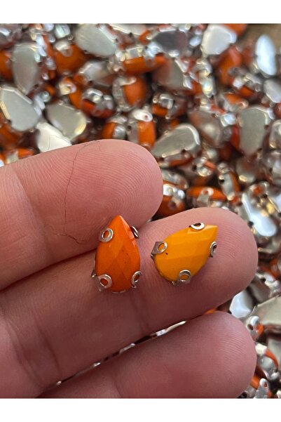 Gönülden Tasarım 1 Cm 2 Mm Crystal Two Tone Orange Cased Planted Drop Stone B...