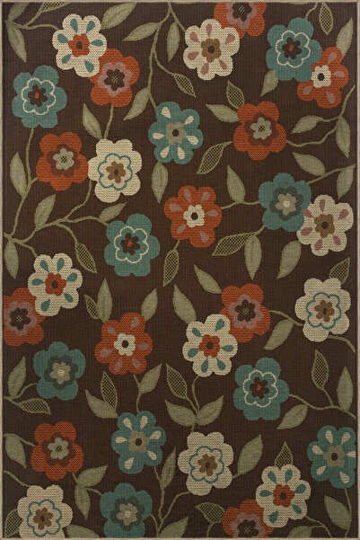 Rugs Modern Halı Kahverengi Temalı Çok Renkli Karma Çiçek Gül Desenli Kreatif...