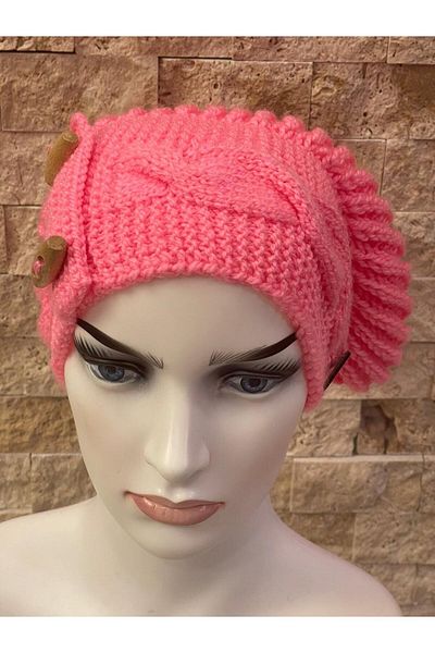 Gönülden Tasarım Special Design Soft Cotton Button Detailed Casual Women's Beret