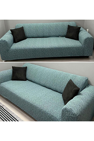 riselerhome Düz Jakarlı 3 Kişilik Kanepe Örtüsü Lastikli Koltuk Örtüsü Çekyat...