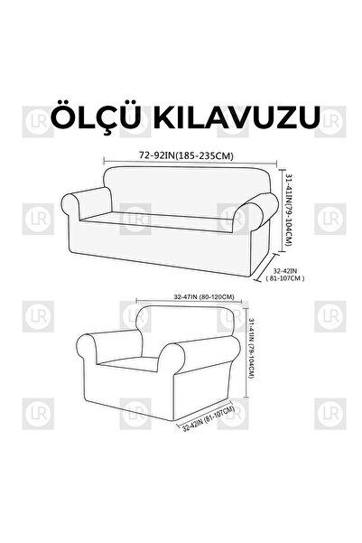riselerhome Düz Jakarlı 3 Kişilik Kanepe Örtüsü Lastikli
