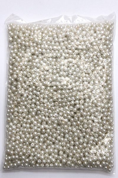 Hobimos Cream Glass Pearl Beads 6 Mm 1 Kg
