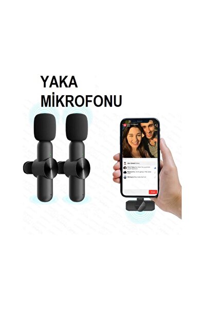 Genel Markalar Apple Uyumlu  Ikili Kablosuz Yaka Mikrofonu-iPhone Bluetooth Y...