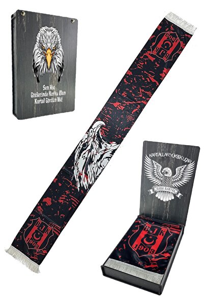 Beşiktaş Оригінальний шарф з принтом орла в дерев'яній коробці
