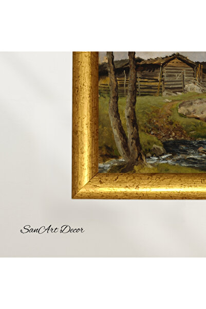 Sanart Pictură de epocă cu cadru, pictură în ulei, pictură înrămată, decor artistic, pictură peisaj