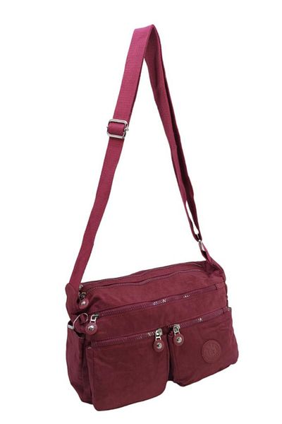 Baginn Geantă de damă cu curea încrucișată ușoară cu buzunare multiple, țesătură clinker 30 cm