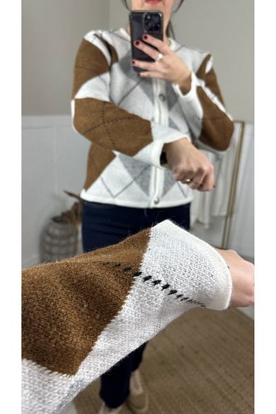 Muaz WOMEN'S BICYCLE COLLAR GRAY BACKLACE PATTERNED SILVER BUTTONED CARDIGAN