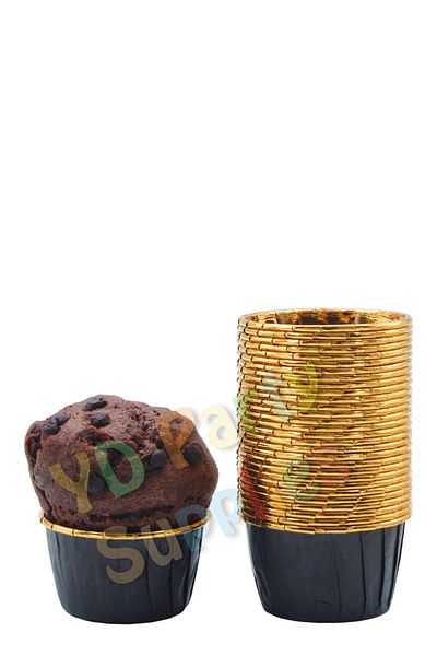 Yusuf Dirik YD Party Supplies Black Gold Metallic Muffin Cake Mold 25 Pieces 50x39