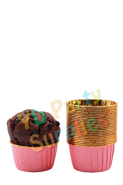 Yusuf Dirik YD Party Supplies Pink Gold Metallic Muffin Cake Mold 25 Pieces 50x39