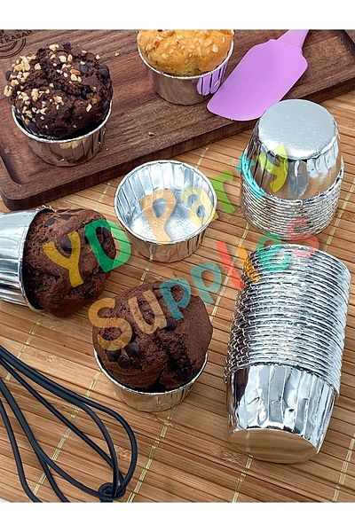Yusuf Dirik YD Party Supplies Silver Metallic Muffin Cake Mold 25 Pieces 50x39