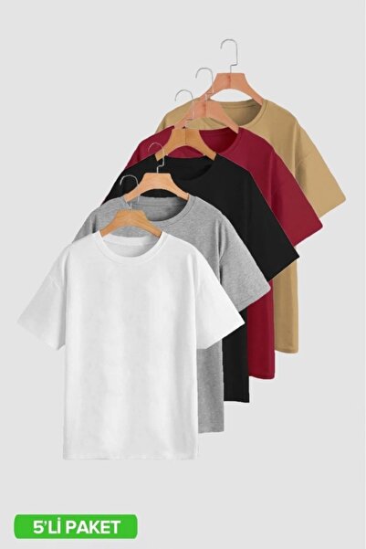 LEYEL Moda Tricou Basic Camel Oversize