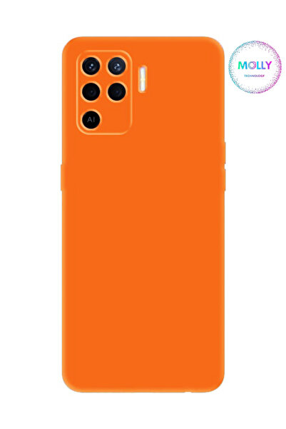 Molly Oppo Reno 5 Lite İçin Turuncu Liquid İçi Kadife Silikon Kılıf