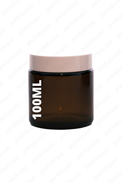 parlakcam 100 ml Amber Krem Kavanozu Cam Krem Kutusu Beyaz Renkli Koruma Kapa...