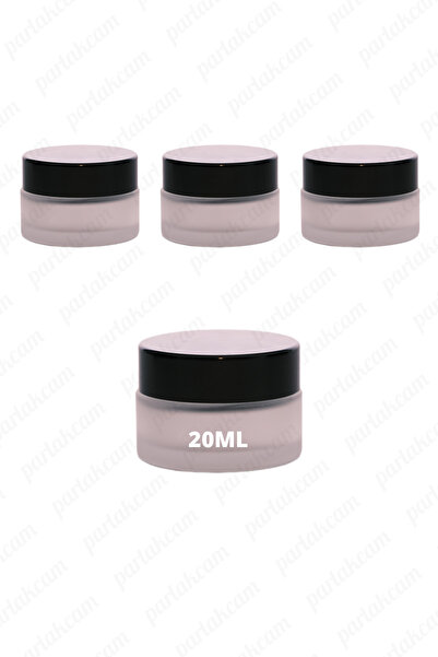 parlakcam 20ml buzlu renk krem kavanozu cam krem kutusu siyah renk koruma kap...