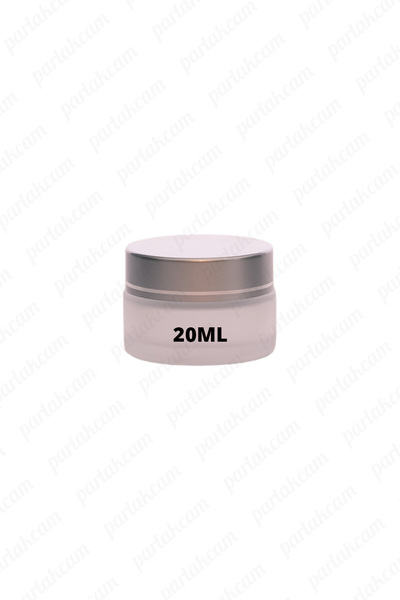 parlakcam 20ml buzlu renk krem kavanozu cam krem kutusu modern gümüş renk kap...