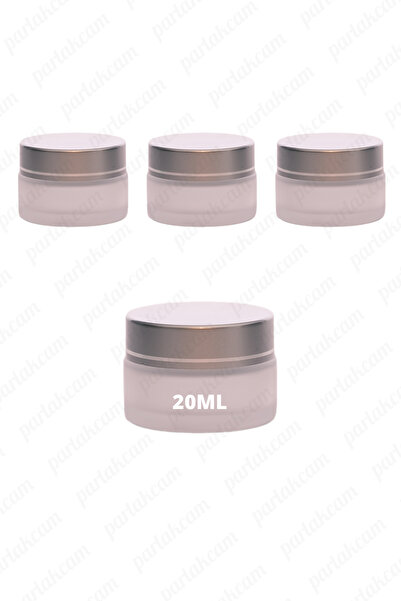 parlakcam 20ml buzlu renk krem kavanozu cam krem kutusu modern gümüş renk kap...