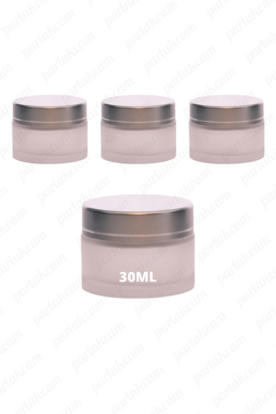 parlakcam 30ml buzlu renk krem kavanozu cam krem kutusu modern gümüş renk kap...