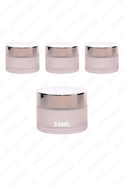 parlakcam 30ml buzlu renk krem kavanozu cam krem kutusu parlak gümüş renk kap...