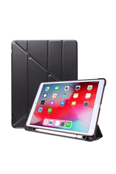 MOBAX Apple Ipad Air 1 9.7" Uyumlu Kılıf Kalem Bölmeli Trifolding Silikon A1474 A1475 A1476 Siyah