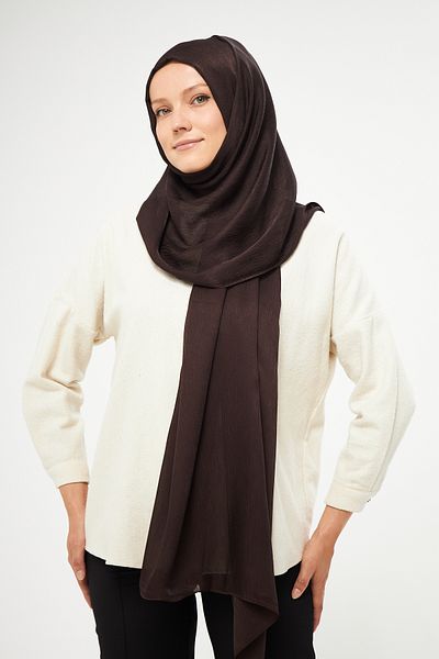 Şehr-i Şal İstanbul Sakafashion Tree Bark Patterned Jacquard Shawl - Bitter Brown