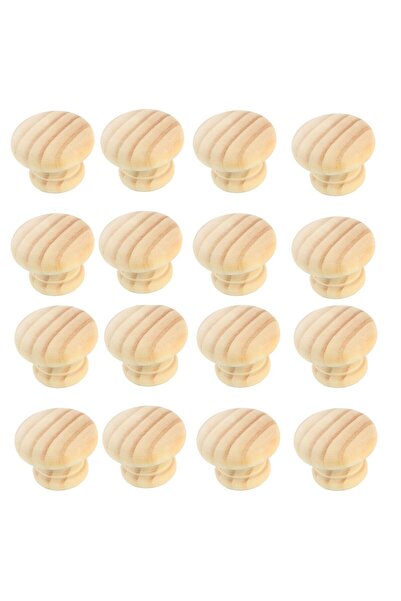 kralkulp 16 Adet AÇIK RENKLİ Mobilya Kulp, Doğal Ham Ahşap Düğme Kulp