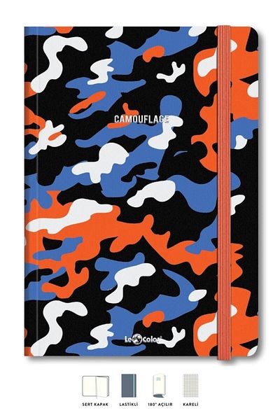 Le Color Camouflage Notebook Checked Orange 17x24 cm