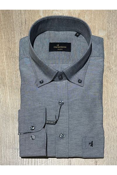 Daniel Bessi Long Sleeve Regular Fit Oxford Cloth Single Pocket Classic Casual Men's Shirt