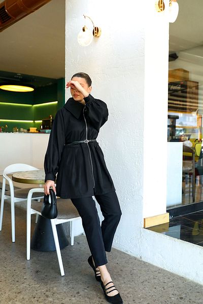 Melike Tatar BLACK Drawstring Suit 32-2034