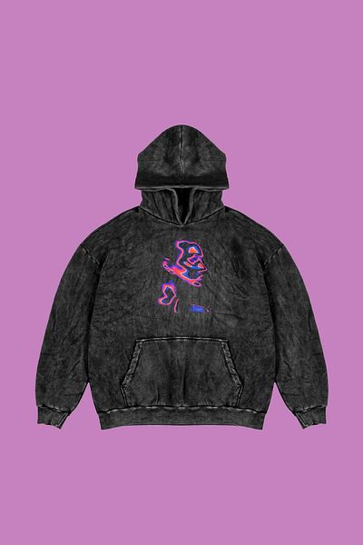 Sekizbiraltı Μαύρο Illusion Printed Oversize Unisex Hoodie