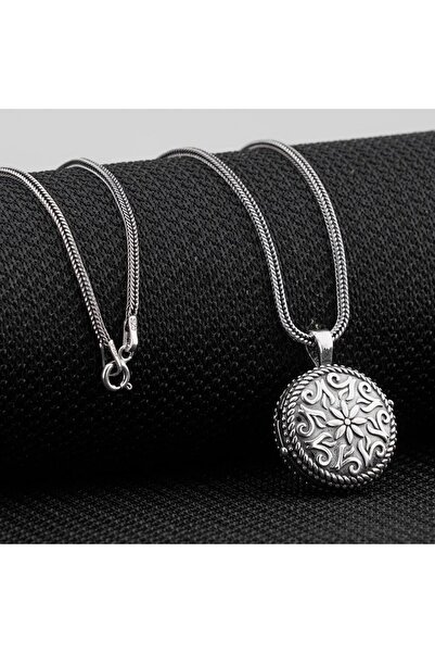 Takılingo 925 Ayar Gümüş Çift Taraflı El İşlemeli Açılabilir Erkek Kolye