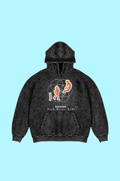 Sekizbiraltı Eternal Levitation Printed - Μαύρο Oversize Unisex Hoodie που πλένεται