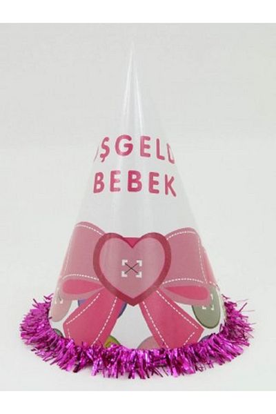 Kazanabil 5 PACK WELCOME BABY WRITTEN CARTON PARTY HAT PINK