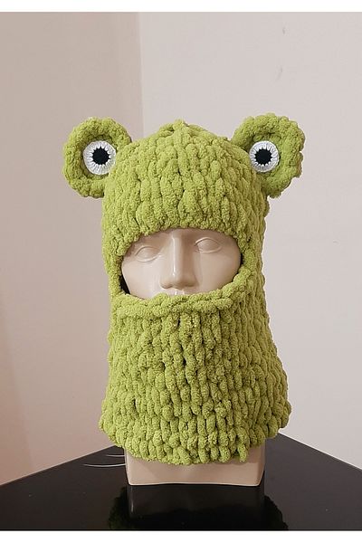 HemaZen Hand Knitted Children's Plush Frog Snow Mask Balaclava Hat