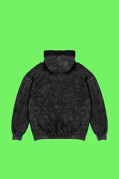 Sekizbiraltı We Born Printed - Washable Black Oversize Unisex Hoodie