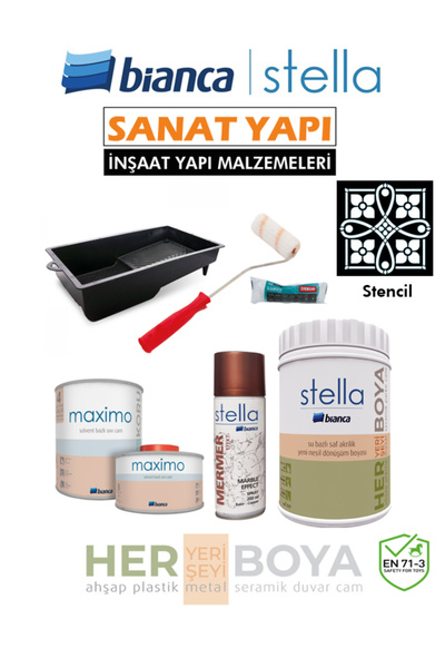 Bianca Stella Beyaz Boya Set 1 Lt + Stencil