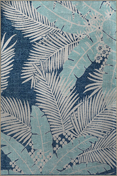 Rugs Modern Halı Mavi Temalı Karma Yaprak Çiçek Desenli Kreatif Modern Dekora...