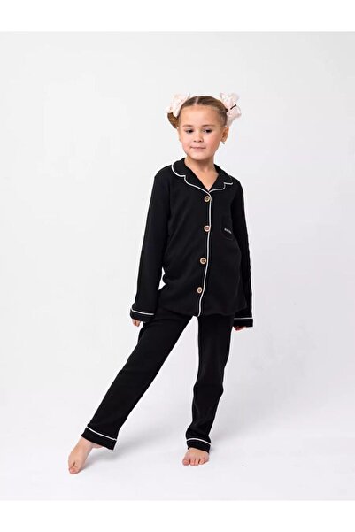 HMZ GOLD Set de pijamale unisex pentru copii din țesătură interlock cu țevi d...