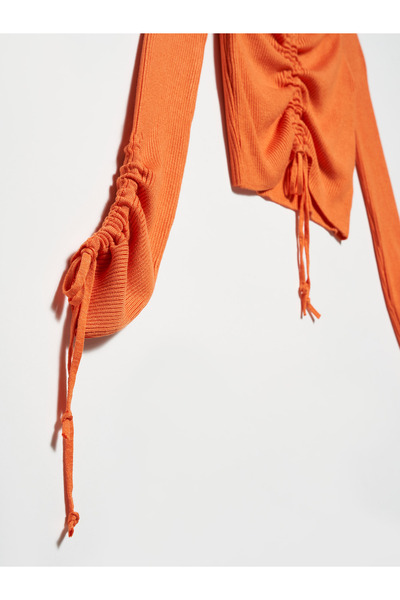 Dilvin 10192 Pulover cu șnur cu șnur-portocaliu